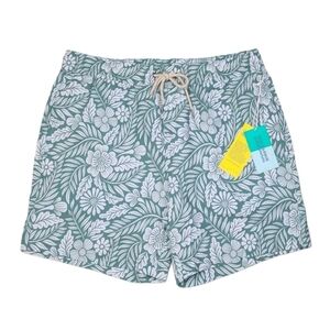Fair Harbor Swim Trunks Shorts Lined Mens XXL Green White The Bayberry Trunk NWT